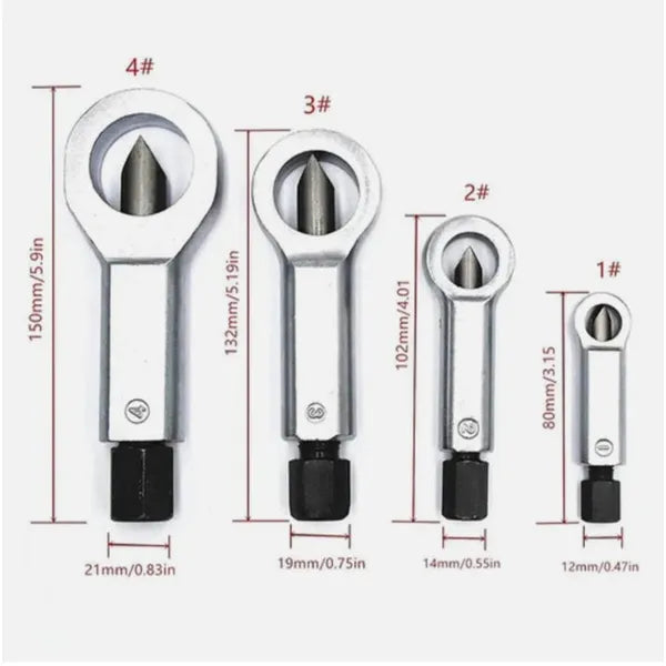 Heavy-Duty Nut Splitter Set 4pcs for Rusted & Damaged Nuts - Metal Hand Tools
