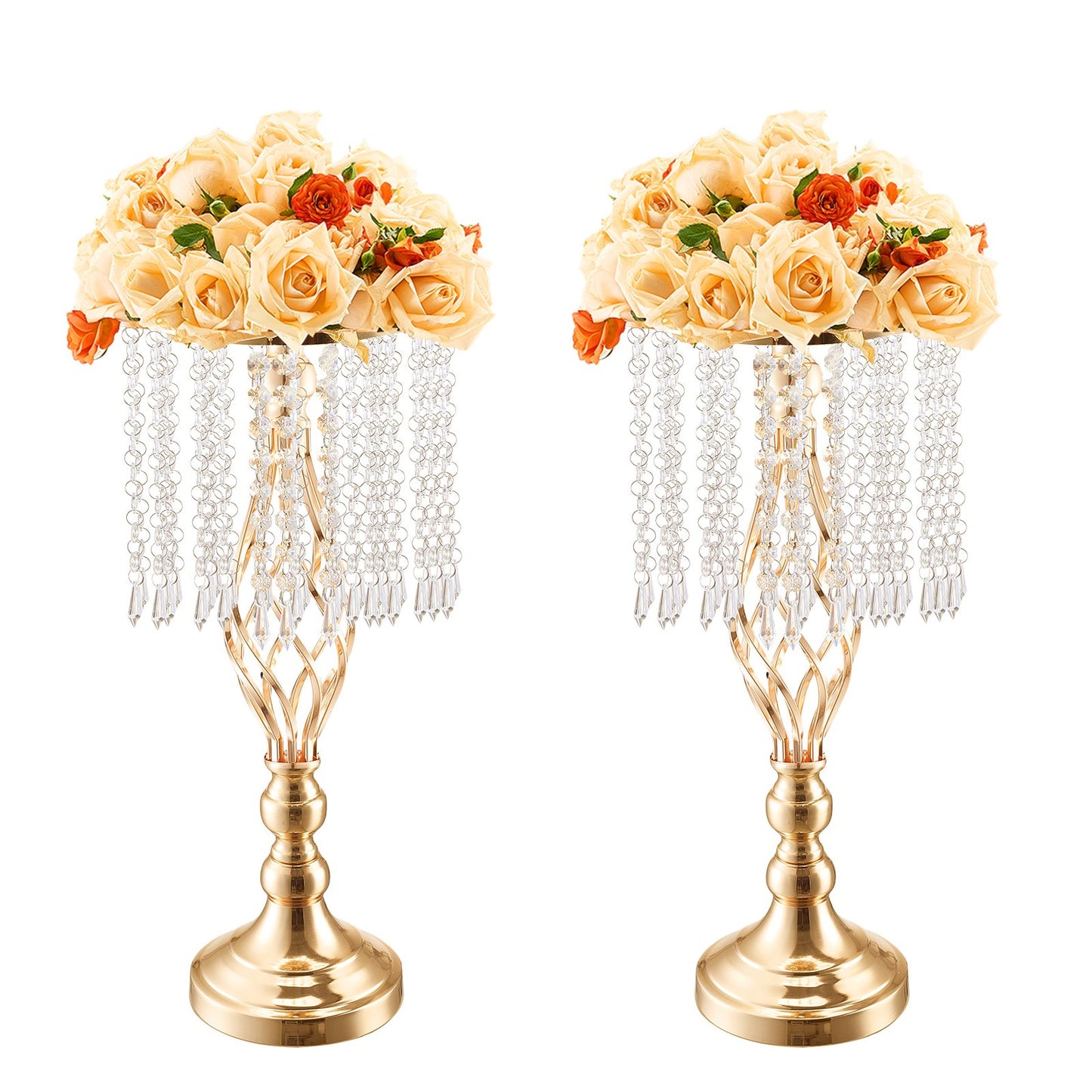 12PCS Tall Crystal Wedding Flower Stands Vase for Party Decor - Metallic