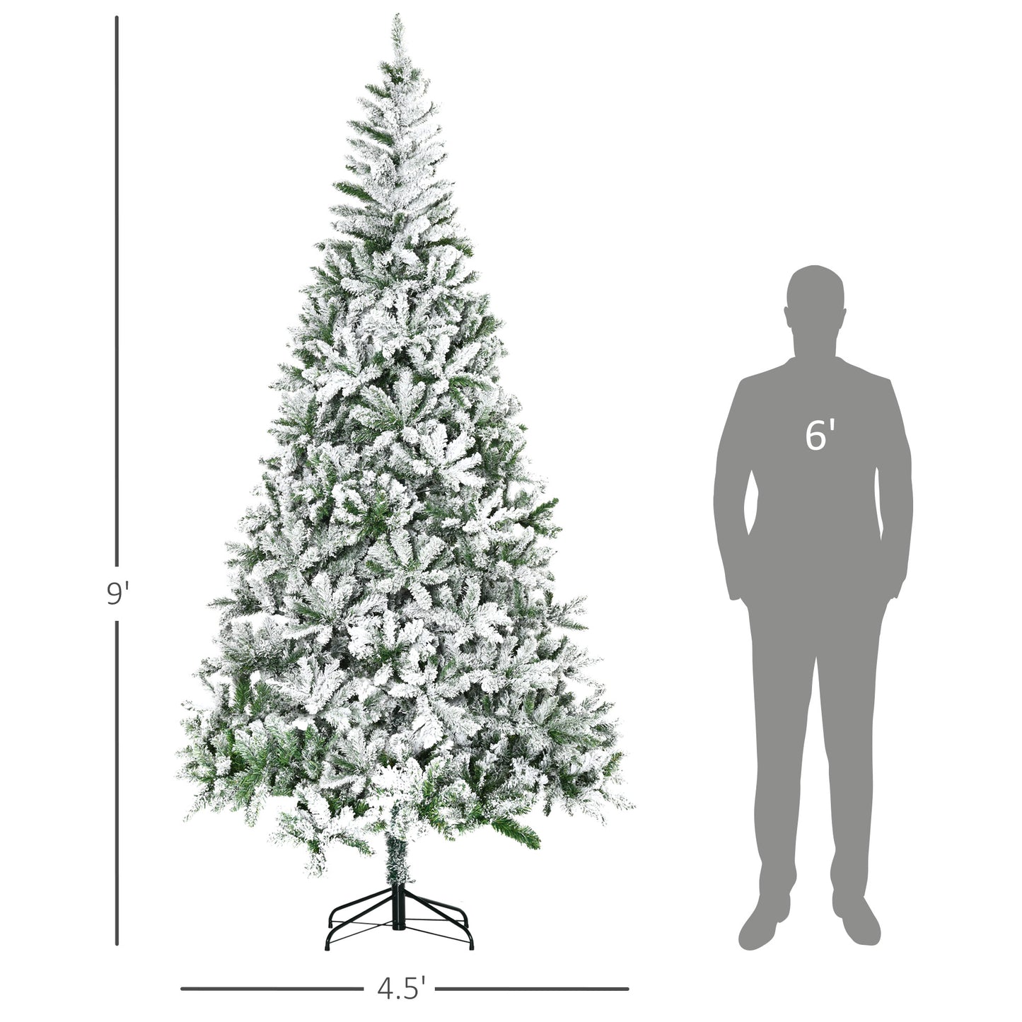 9-Foot Snow Flocked Pine Artificial Christmas Tree - Green