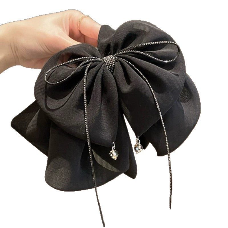 Black Bow Claw Hair Clip - Korean Style Ponytail