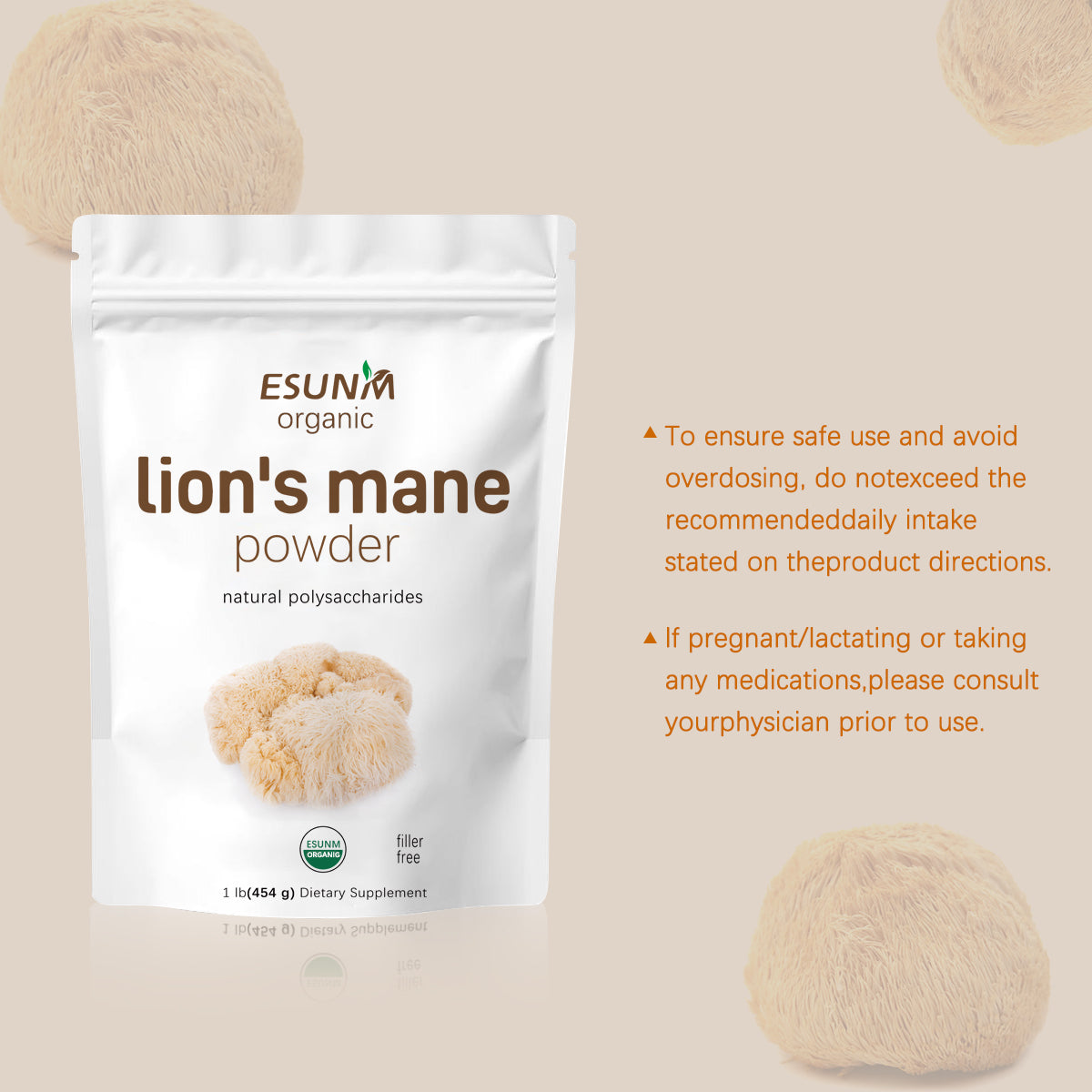 Organic Lion's Mane Mushroom Powder 454g