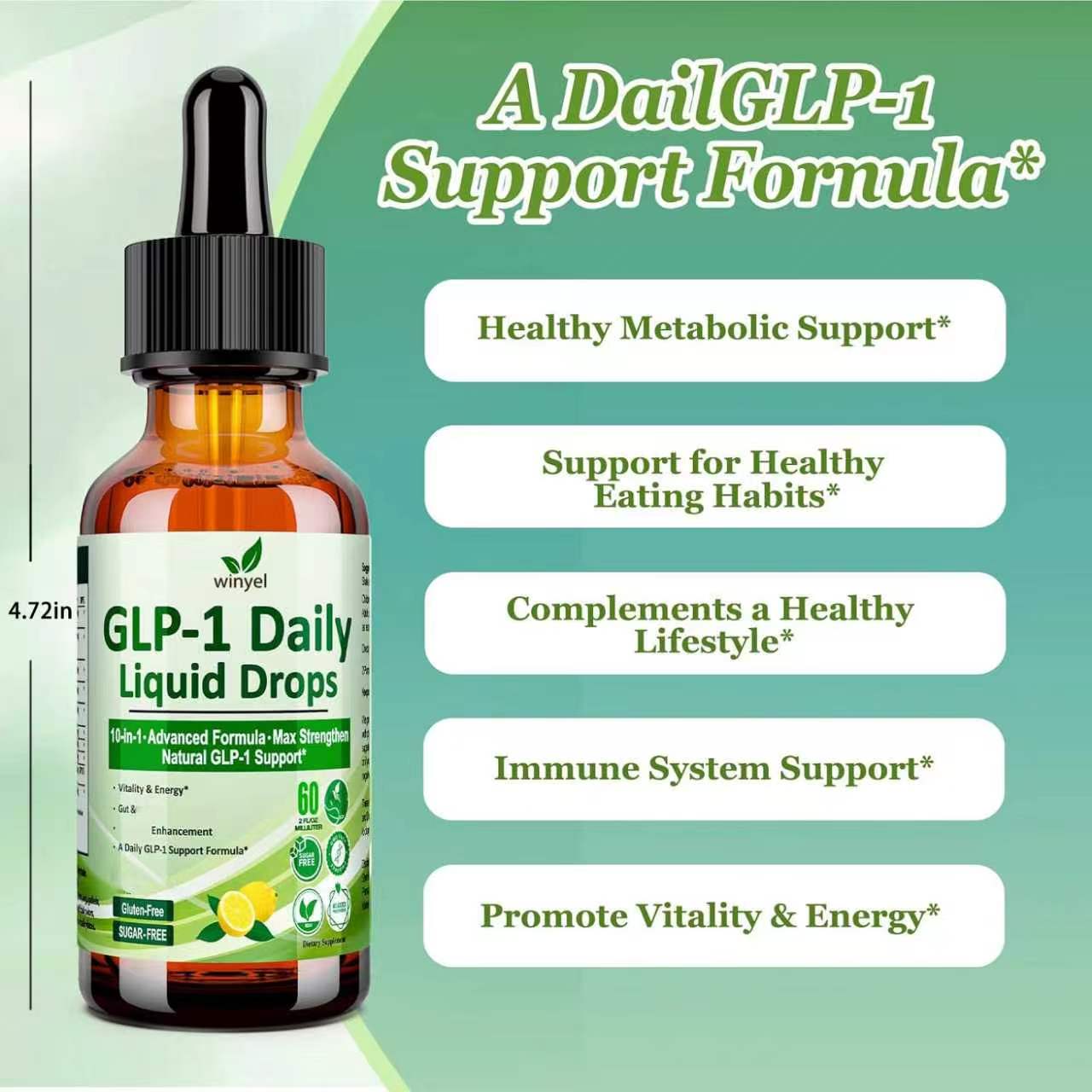 10-in-1 GLP-1 Support Liquid Drops with Berberine, Ceylon Cinnamon & Green Tea