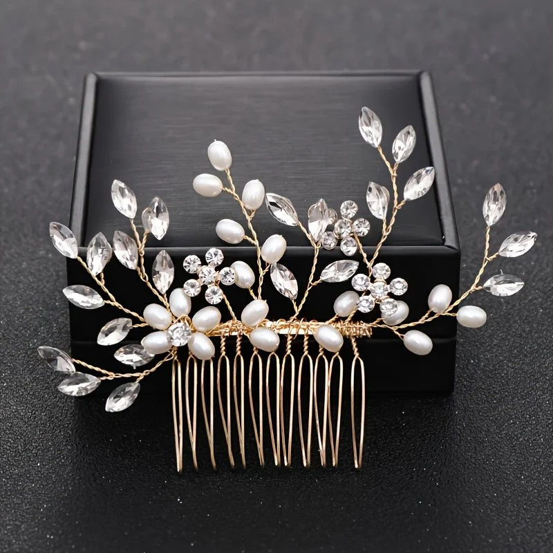 Handmade Pearl Crystal Hair Comb