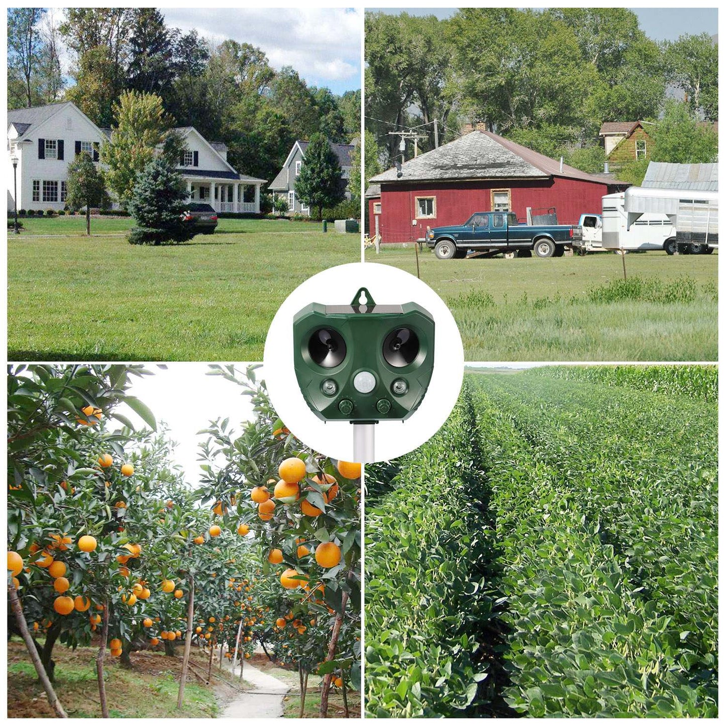 Solar Ultrasonic Animal Repeller with Motion Sensor & LED Lights for Garden Yard