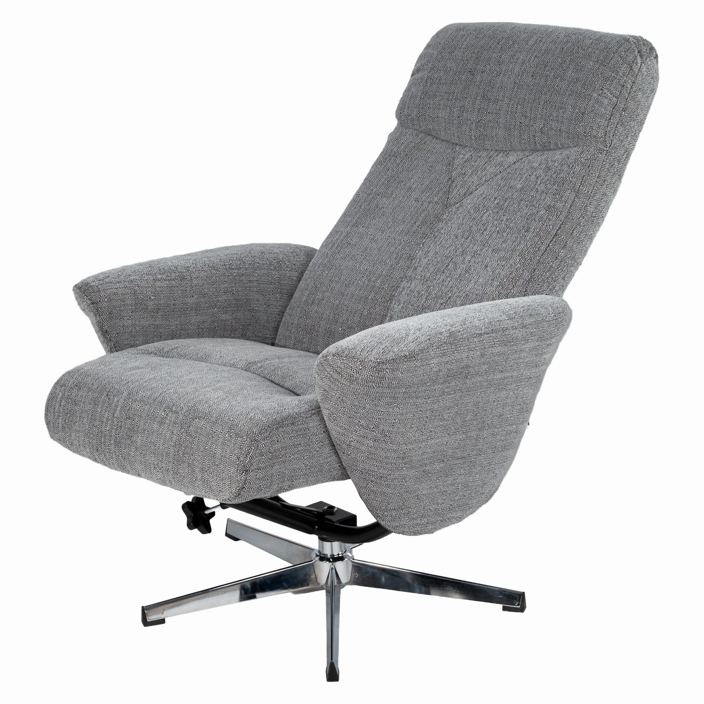 Light Grey Chenille Swivel Recliner Chair with Ottoman - Ergonomic