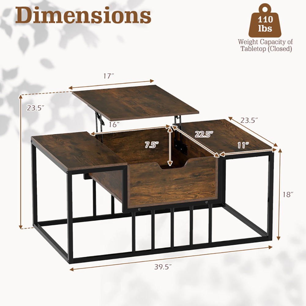 Lift Top Coffee Table Modern Center With Hidden Storage Compartment