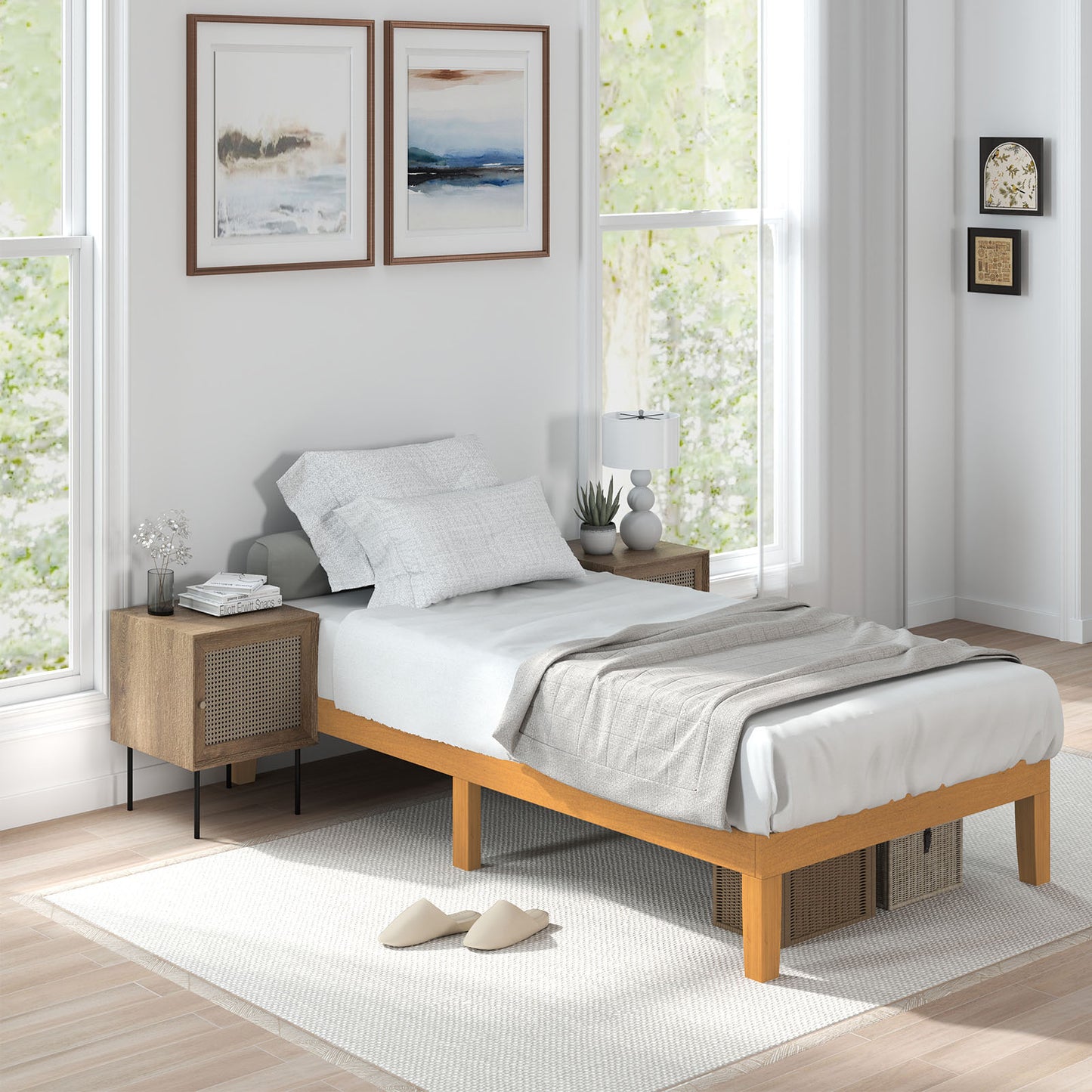 No Need For A Mattress Core. Wooden Platform Bed Frame, With Support