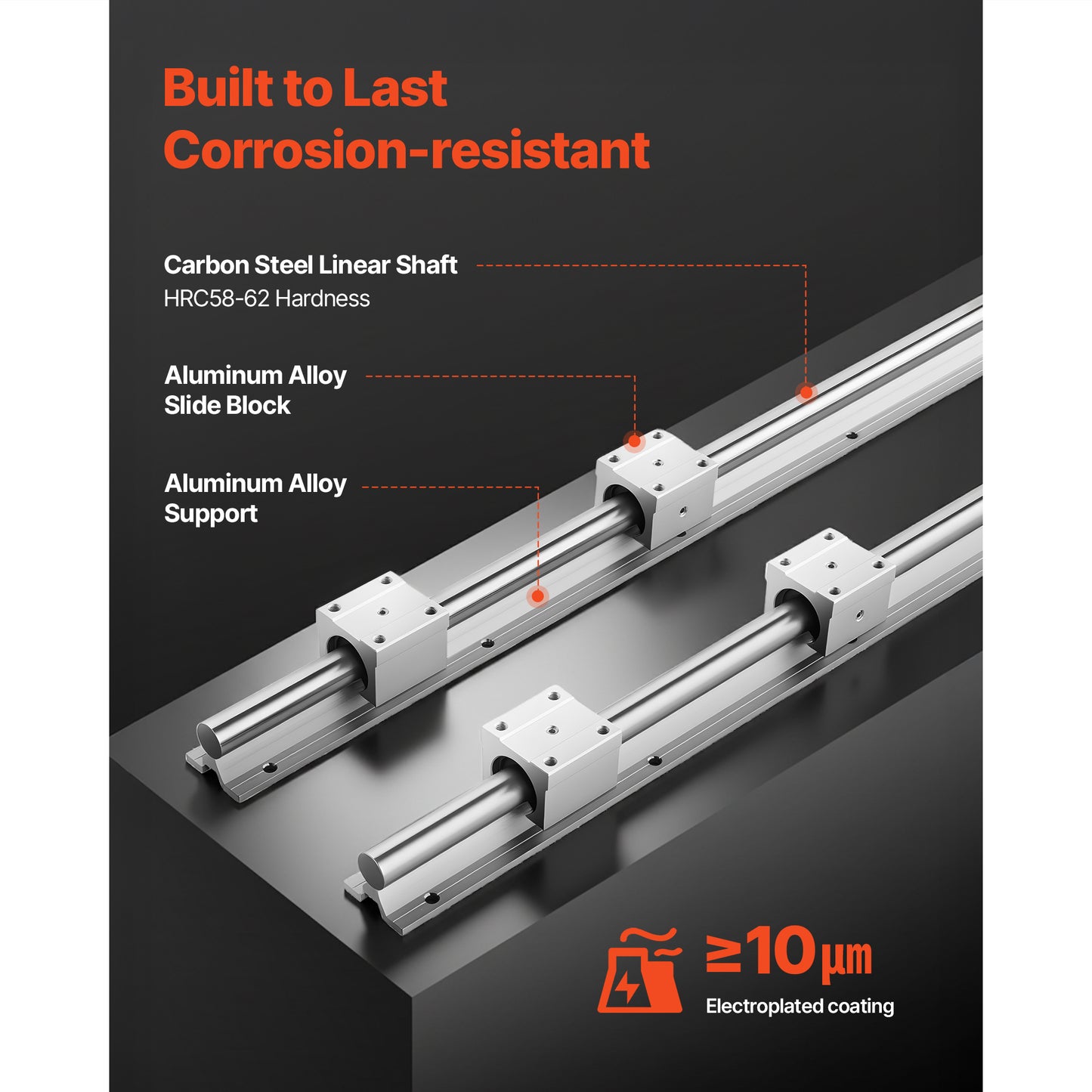 Linear Rail Kit 1200mm SBR25 2Pcs Guide Rails & 4 Bearing Blocks for Machinery