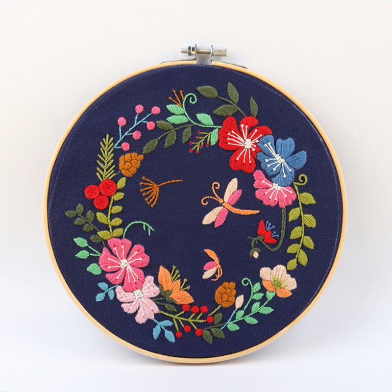 DIY Embroidery Kit Fabric Flower and Grass Letter Sewing Set - Home Crafts