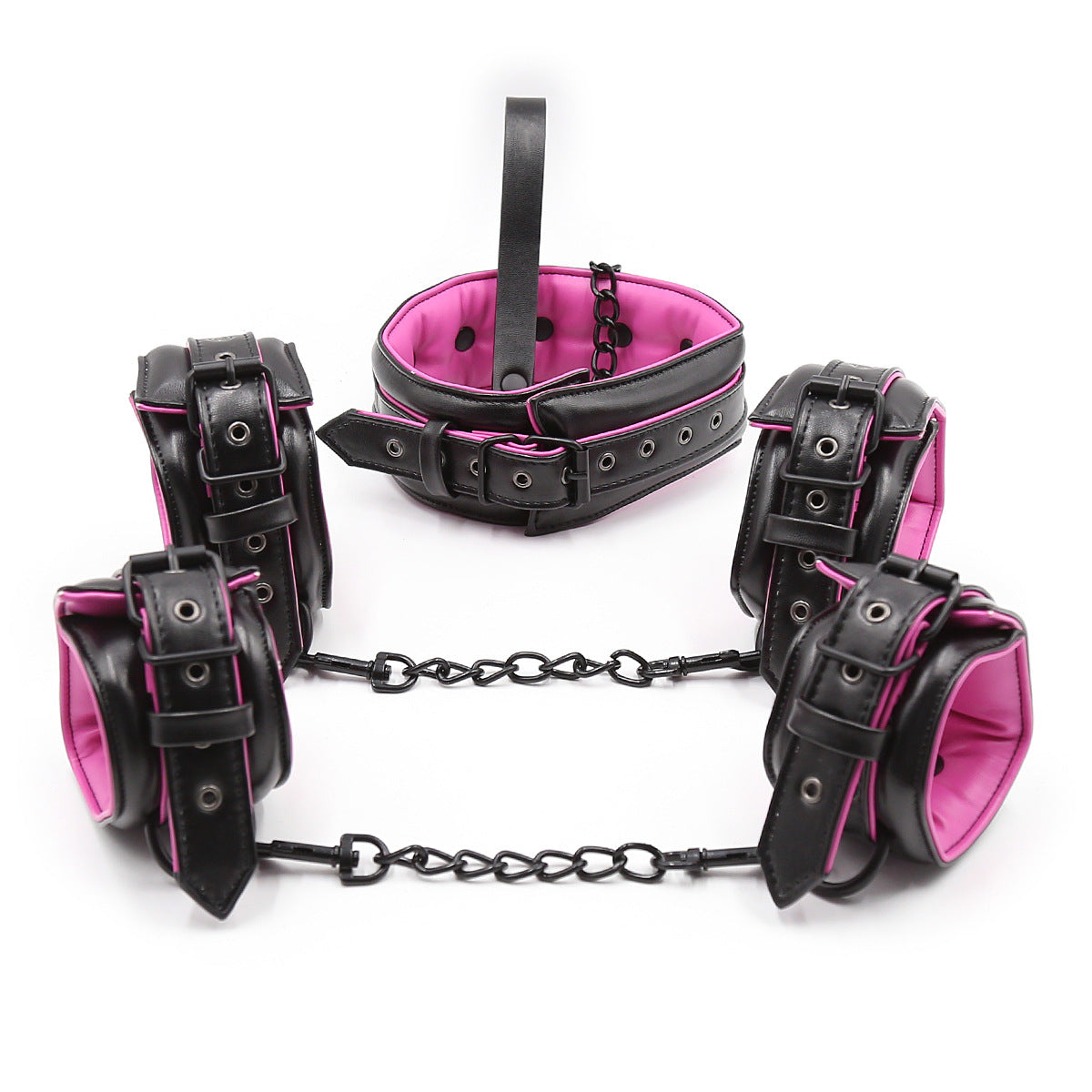 Leather Hand and Neck Cuff Restraint Set for Couples Adult Bondage BDSM