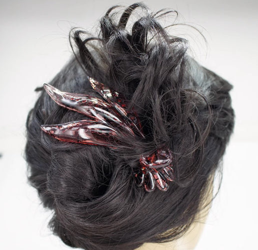 Resin Hairpin with Orchid Design - 127mm