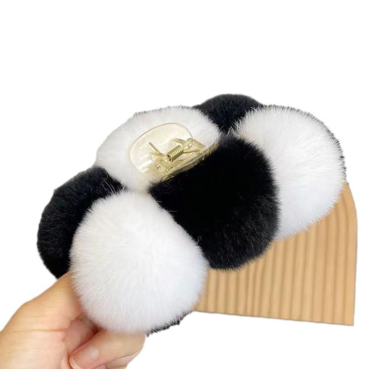 Elegant Rabbit Fur Ball Hairpin Plush Grip