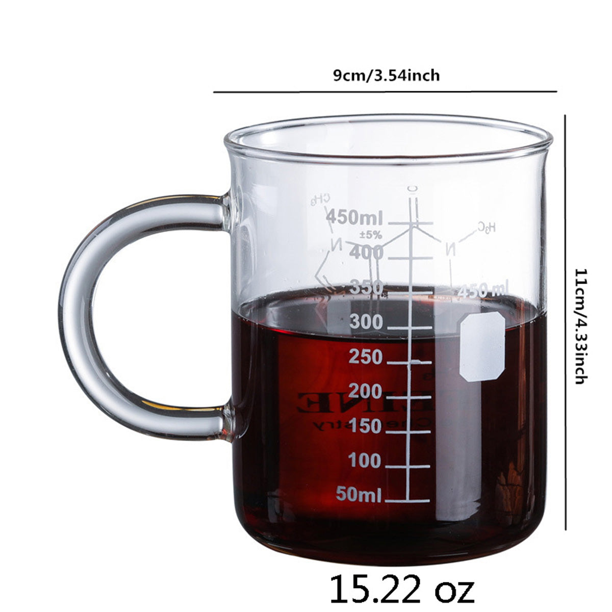 High Borosilicate Glass Coffee Cup with Scale - 1 PCS