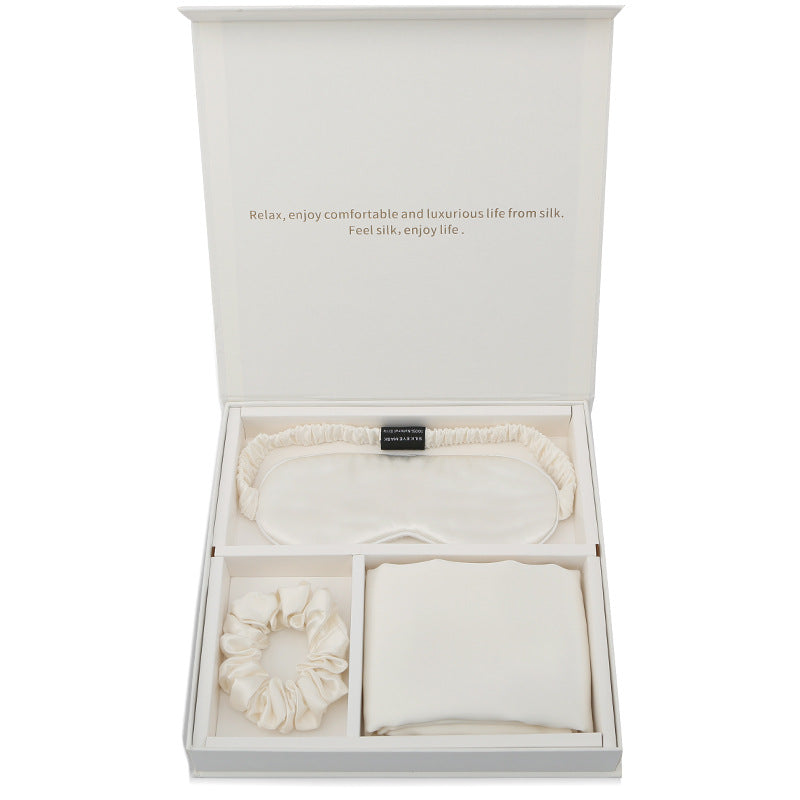 Silk Eye Mask Pillowcase Set with Hair Band - Sleep & Relaxation Gift Box