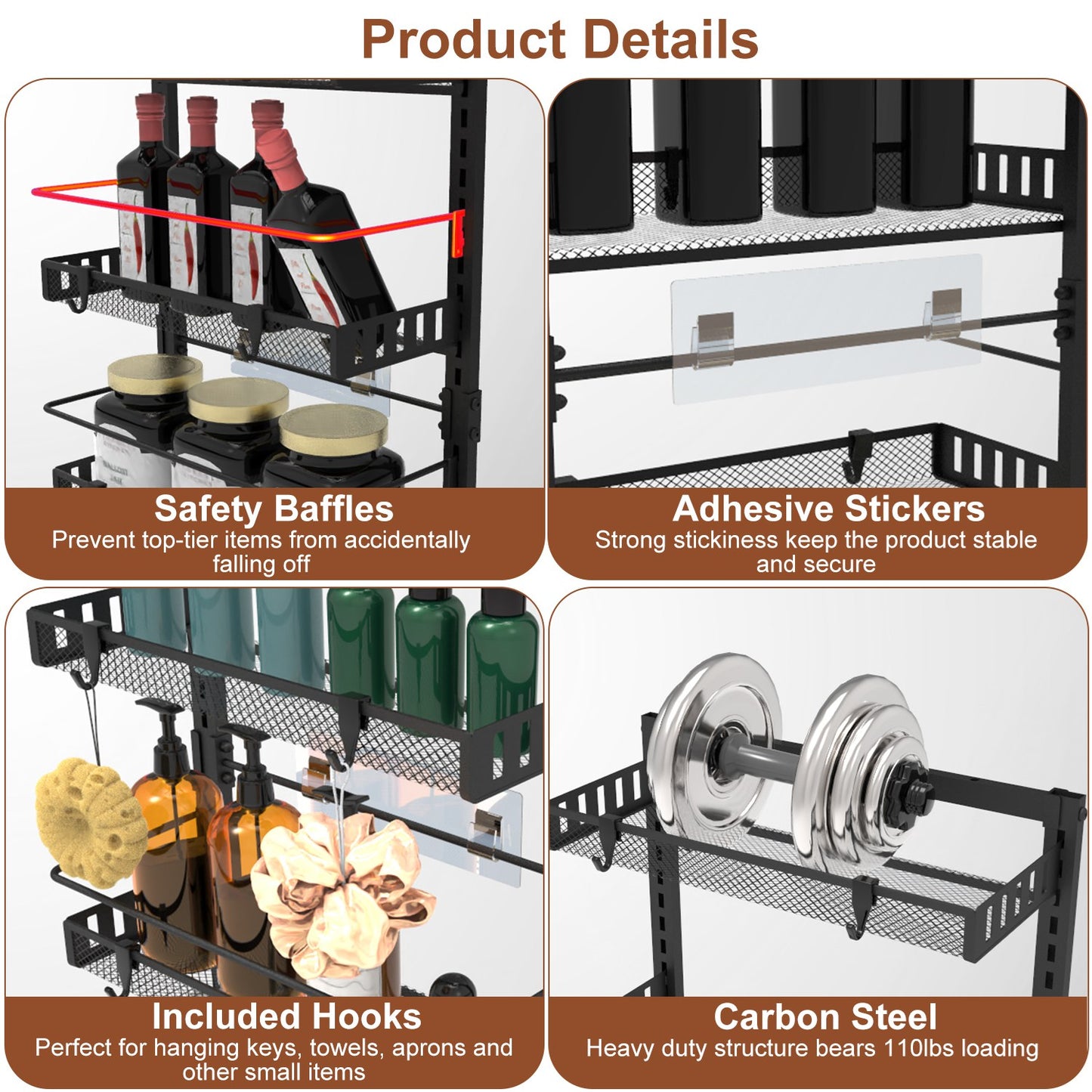 Black-White Options -- 1Pc Over The Door Pantry Organizer 6-Tier
