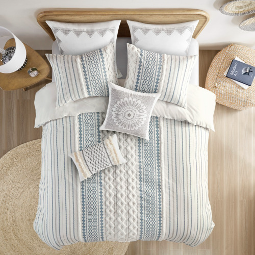 King Cotton Duvet Cover Set with Chenille - Multicolor