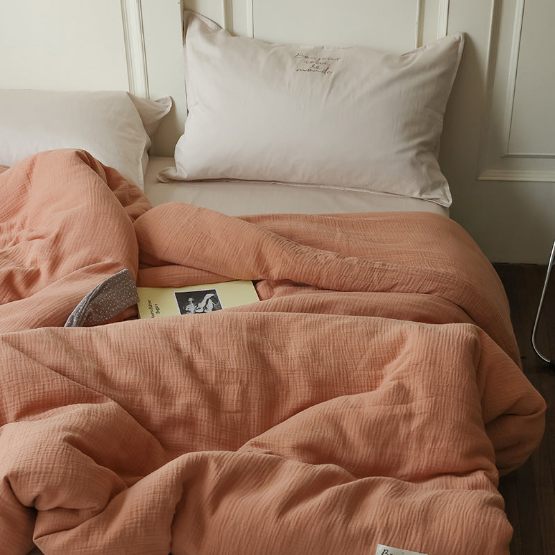 Four-Piece Double-Layer Yarn Summer Duvet Cover Bedding Set