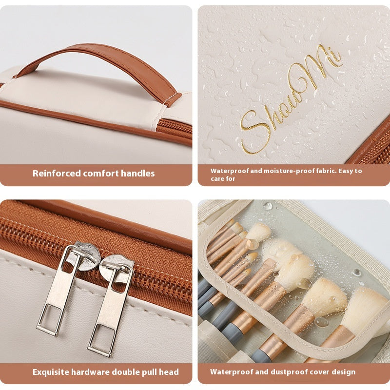 Multifunctional Cosmetic Bag with Partition Storage - Waterproof & Storable