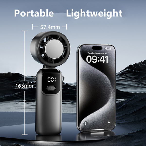 Portable Handheld Mini Turbo Fan with Ice Cooling Technology - Dark Gray