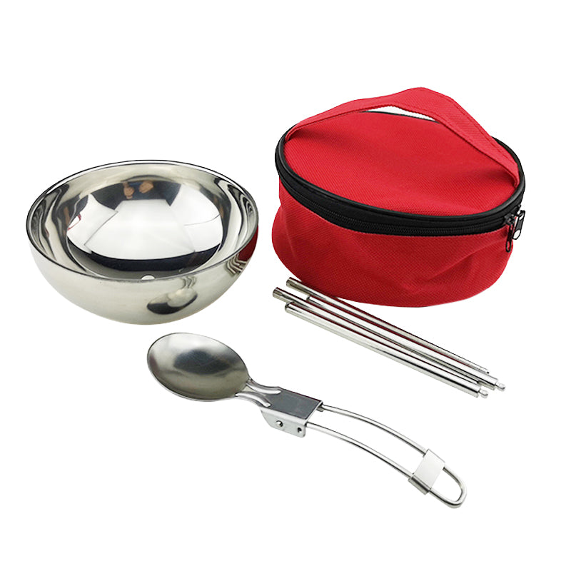 Portable Stainless Steel Folding Bowl Set for Outdoor Dining and Camping