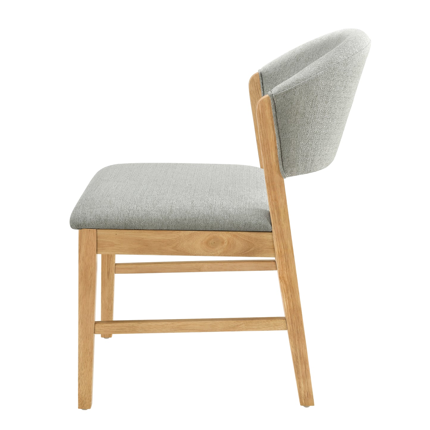 Set of 2 Mid-Century Modern Upholstered Dining Chairs - Grayish Green & Natural Oak