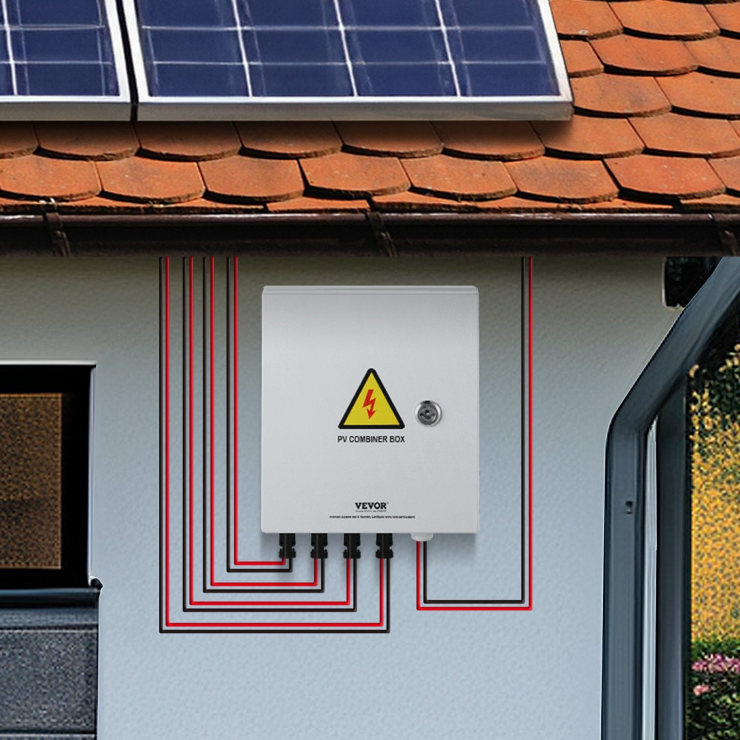 Solar PV Combiner Box 4 String 15A IP65 Waterproof Steel Case for Solar Systems
