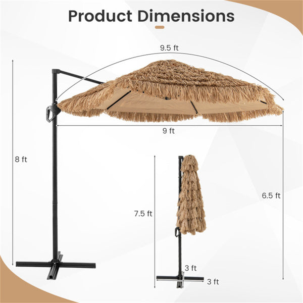 9.5ft Tropical Outdoor Umbrella - 2-Tier Vented Sun Protection