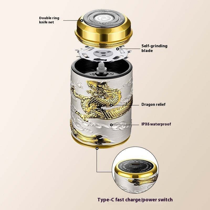 Rechargeable Body Electric Shaver with Dragon Relief Design