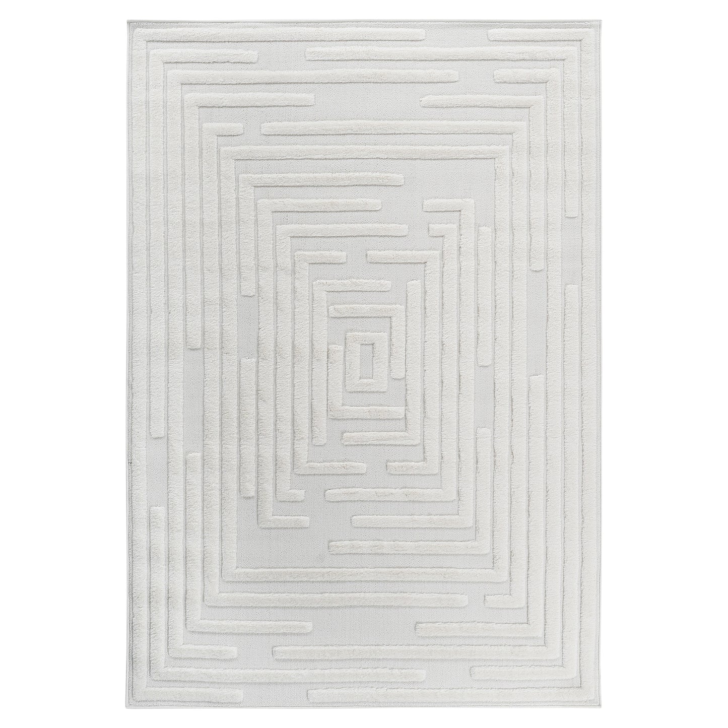 Step Collection High-Low Striped Cream Indoor Area Rug, 2'x3',