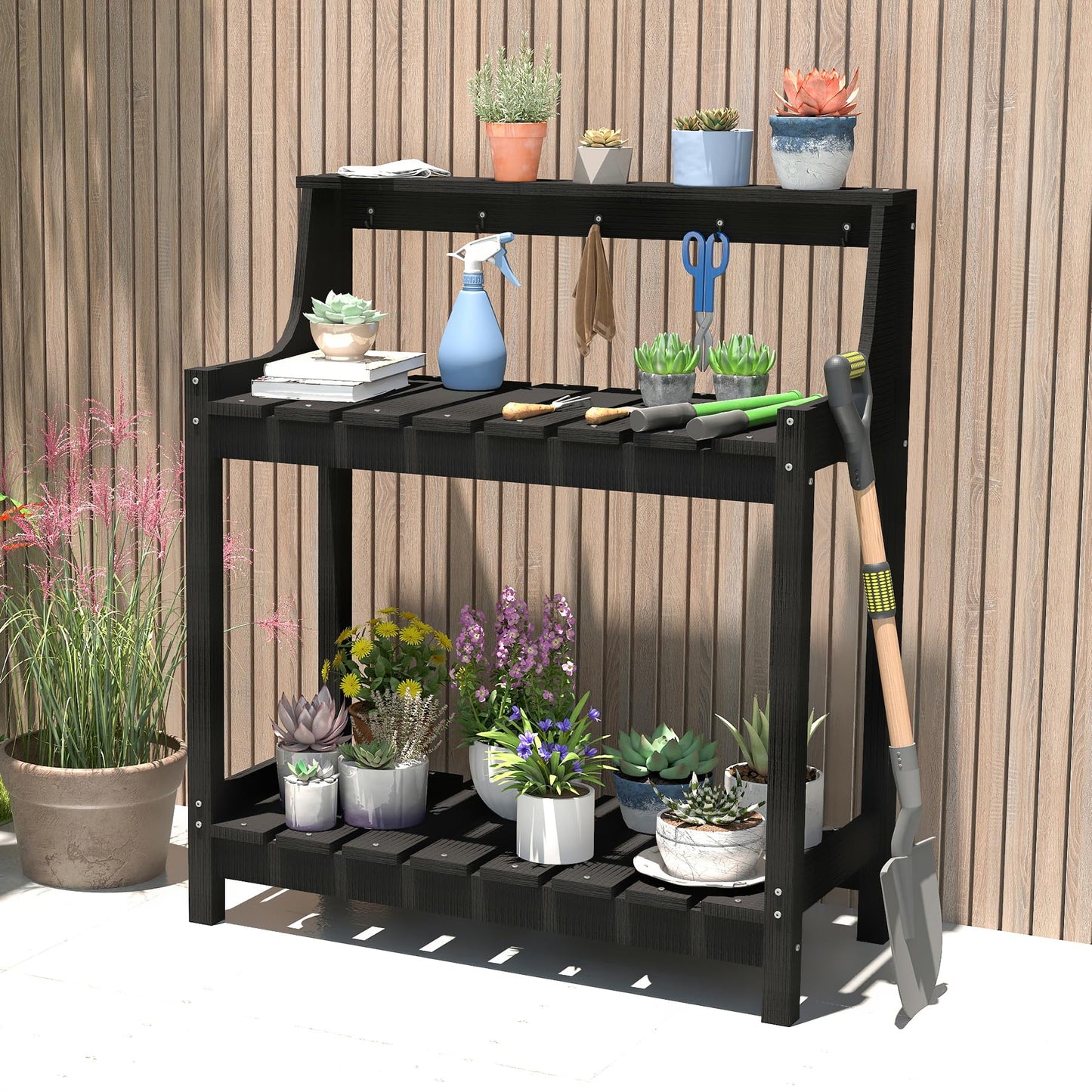 Potting Benches For Outside, HDPE Garden Table All Weather, Outdoor