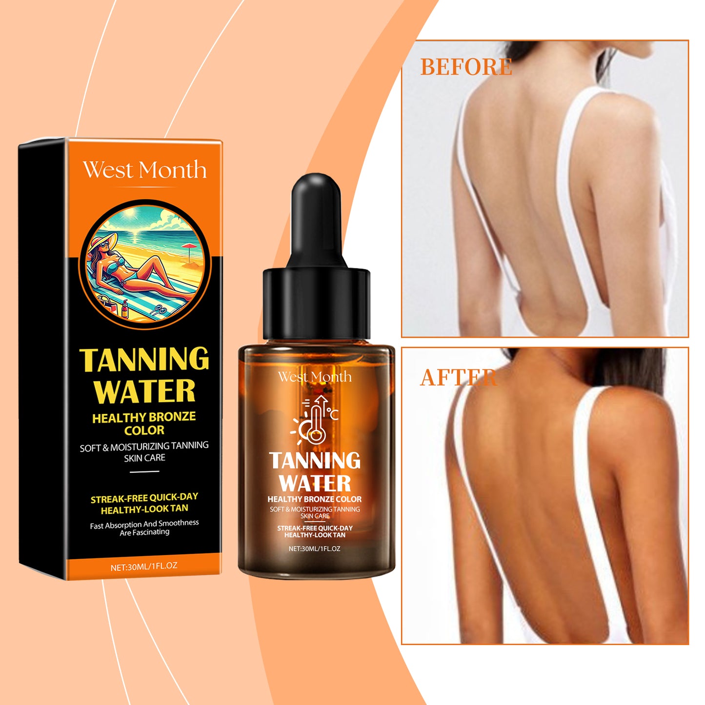 Sunless Tanning Serum - Face and Body Self-Tanning Essence - 30ml