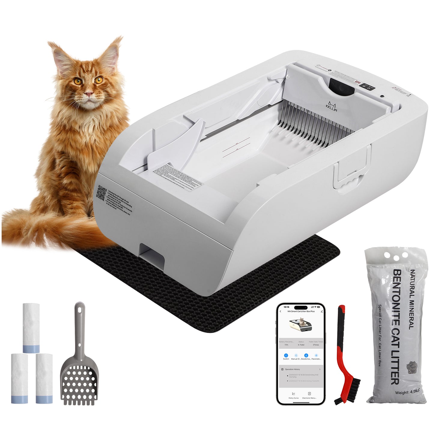 Smart Cat Litter Box with Wide Opening and Self-Cleaning - App & WiFi Enabled