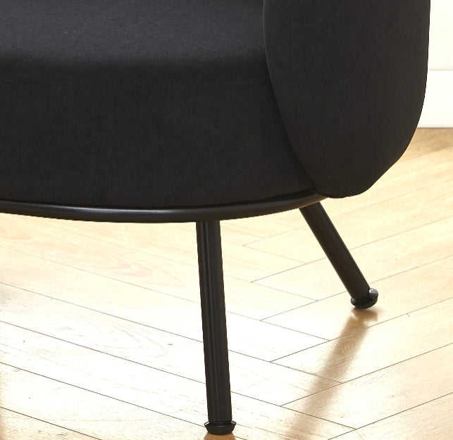 Mid-Century Modern Velvet Accent Chair, Upholstered Barrel Armchair