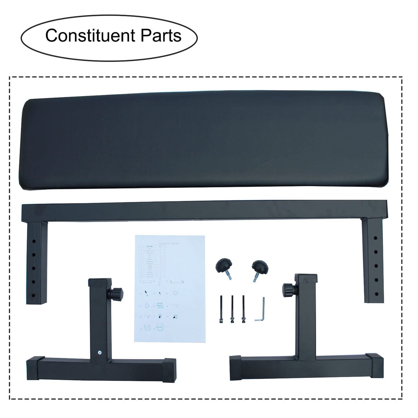Flat Weight Bench for Home Fitness - Adjustable Black Design
