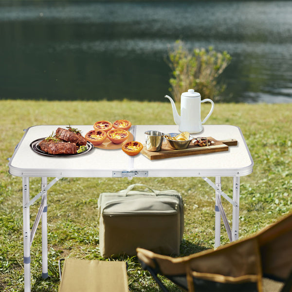 Home Use Aluminum Alloy Folding Table 90x60x70cm - White, Portable & Space-Saving