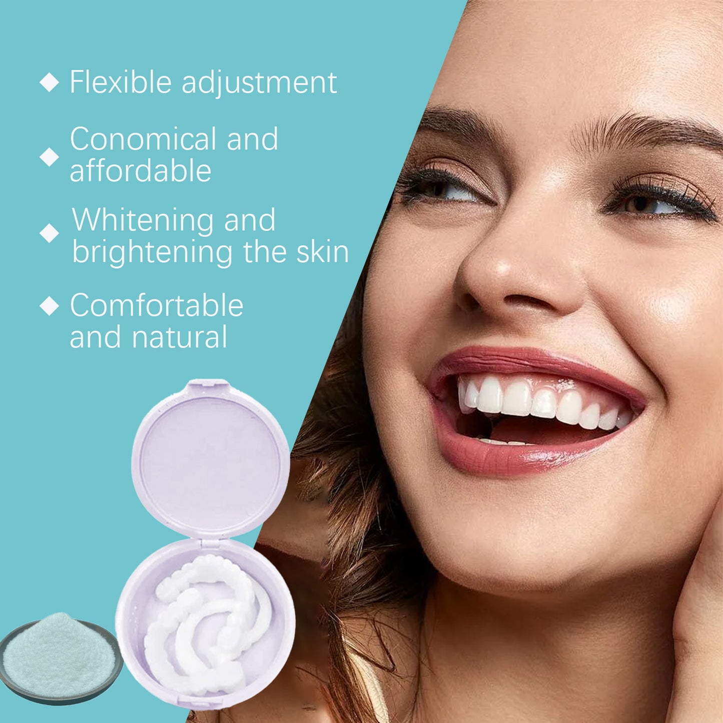 Adjustable Snap-On Silicone Dentures for Natural Smile Correction