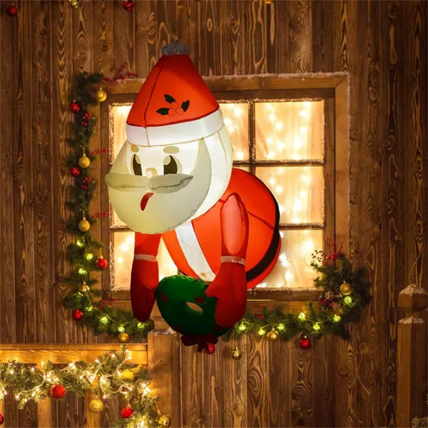 Inflatable Santa Claus with Wreath - 18.1" Christmas Decor