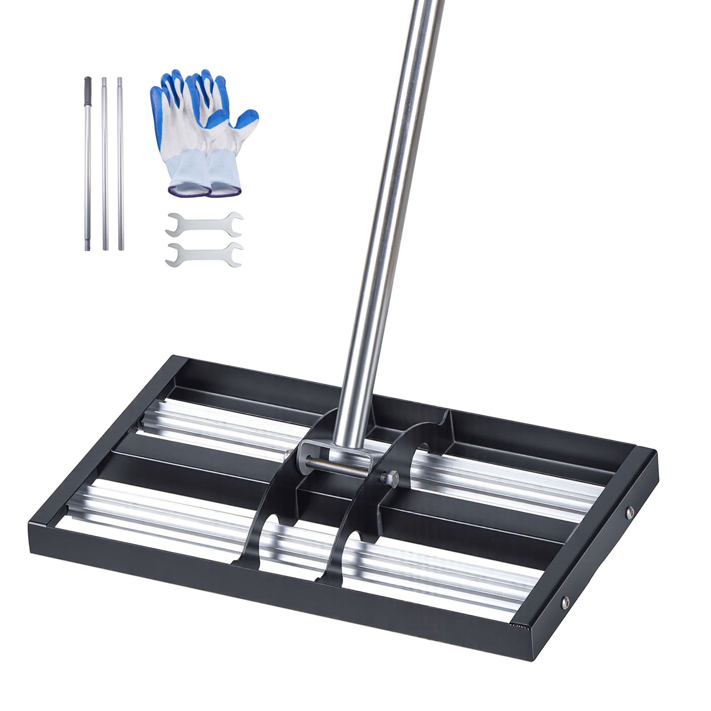 17-Inch Stainless Steel Lawn Leveling Rake with Adjustable Handle - Yard & Golf Course Tool