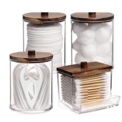 Plastic Jewelry Storage Box with Wooden Lid Waterproof Dustproof Organizer