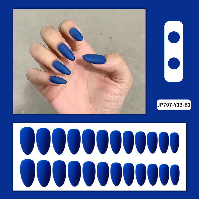Women’s Solid Color Frosted Matte False Nails with Starry Sky Design