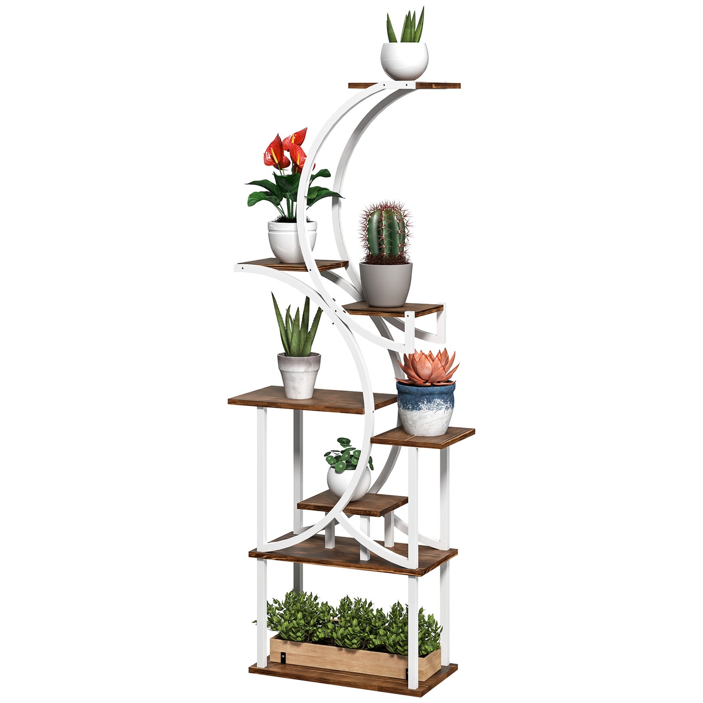 8-Tier S-Shaped Indoor Plant Stand - Carbonized Finish