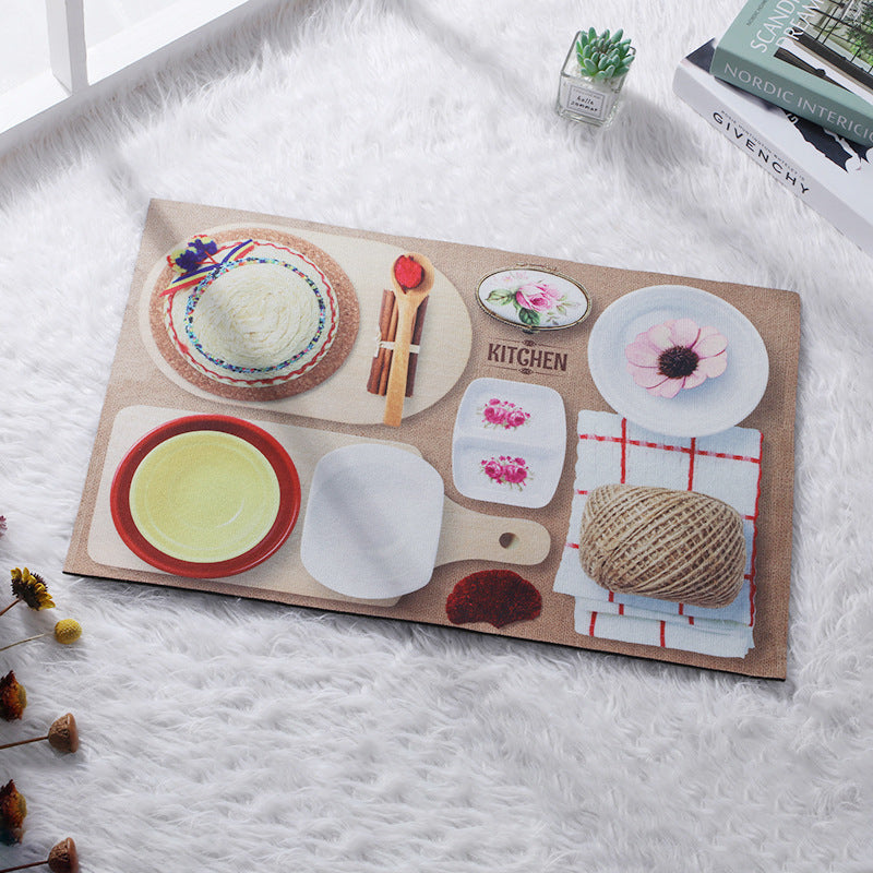 Cartoon Printed Absorbent Floor Mat - Short Plush Home Bathroom Decor 60x40cm