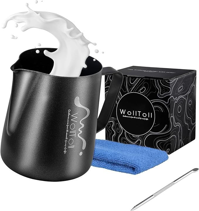 Stainless Steel Milk Frothing Jar - 12oz Nonstick Matte Black