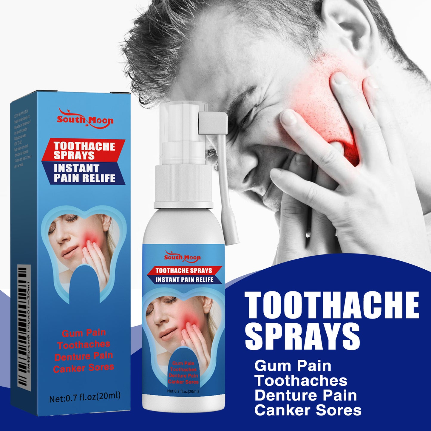 Oral Care Spray for Gum Relief and Teeth Comfort with Peppermint