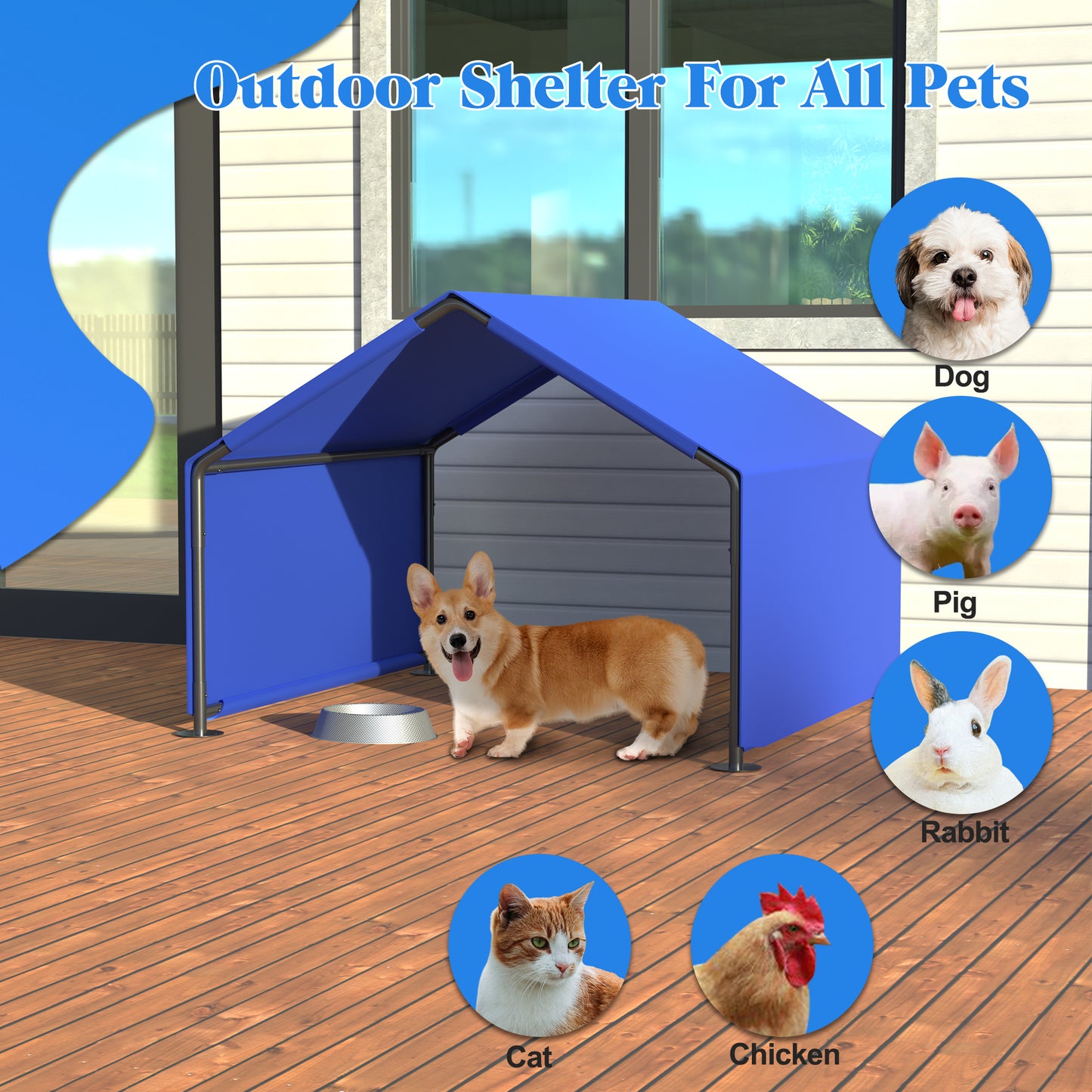 Outdoor Dog Shelter Tent Waterproof Sun Protection for Small Medium Dogs