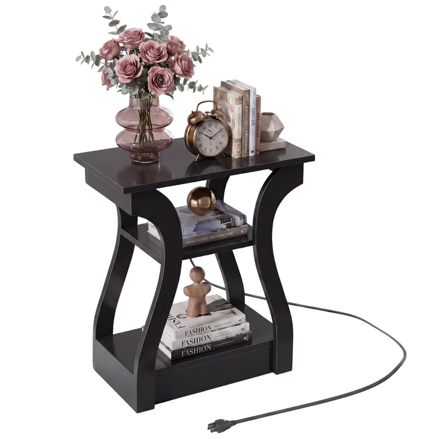 Slim End Table Set with Charging Station, USB Ports & Outlets