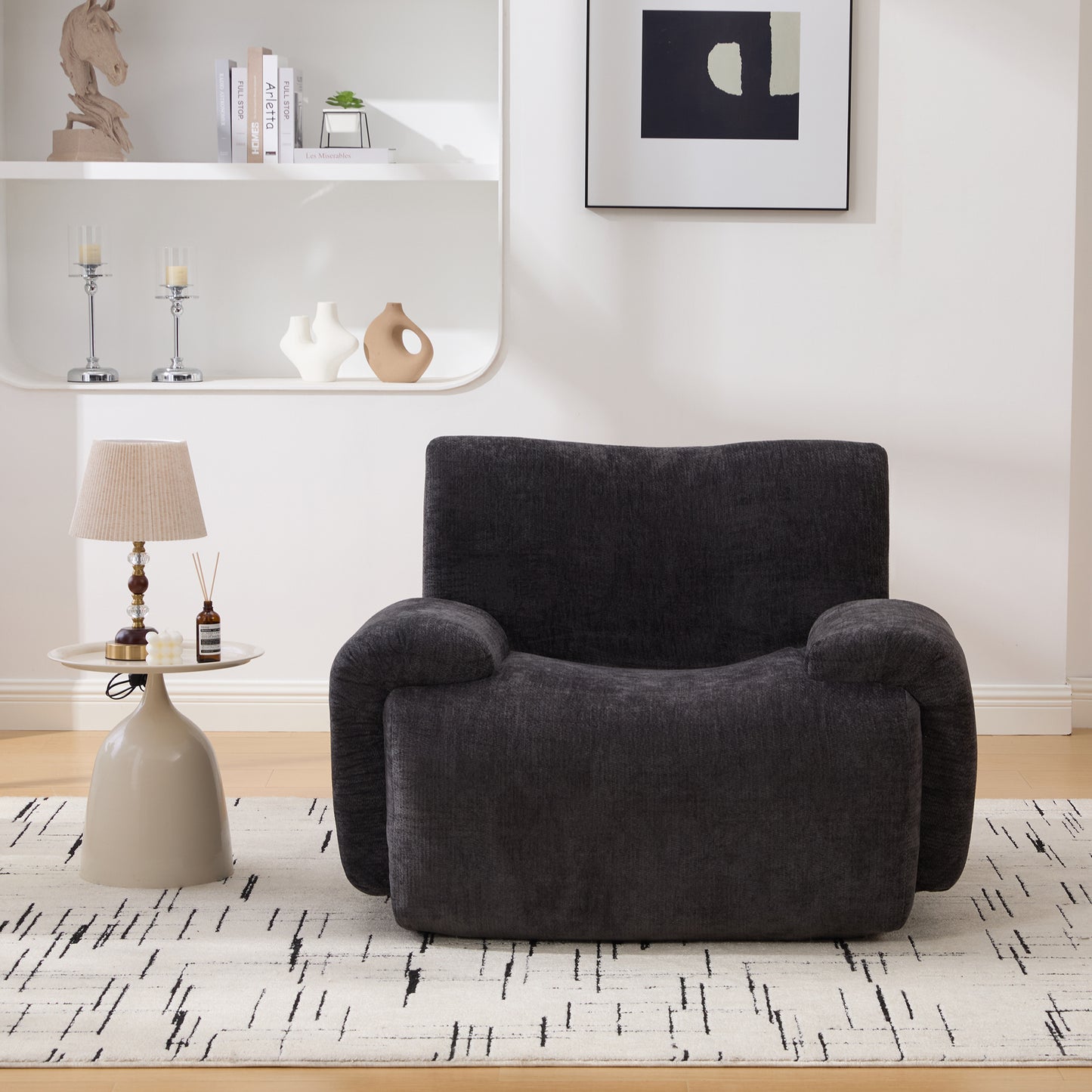 42" Wide Modern Upholstered Oversized Accent Chair - Black