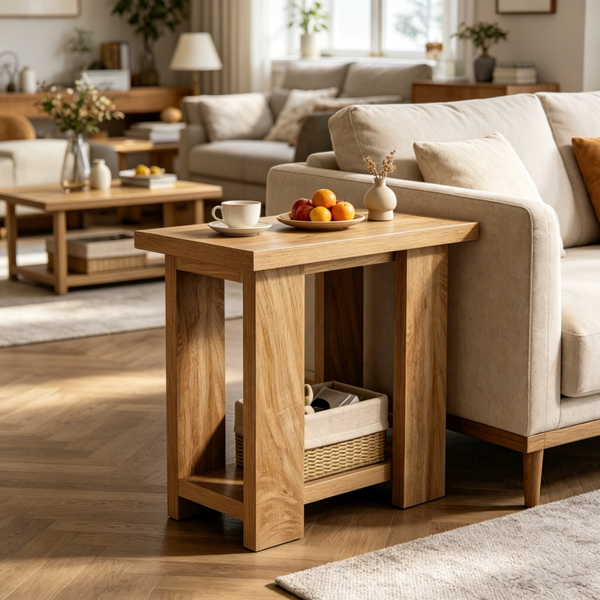 Durable Farmhouse End Table with Ample Storage - 27.56"L