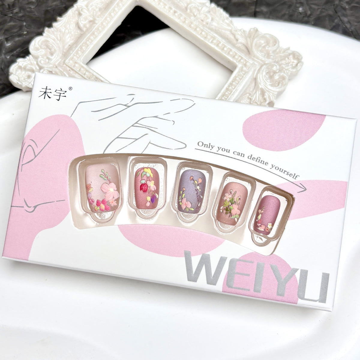 Matte Vintage Nail Art Stickers for Manicure - Embroidered Flower Designs