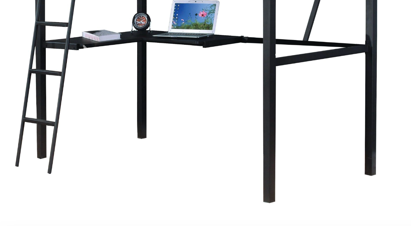 Twin Loft Bed with Desk - Silver & Black Finish